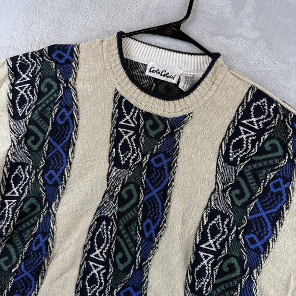 Carlo Colucci Other - Vintage Carlo Colucci Sweater Mens 2XL Beige 3D Knit Cosby Made in Germany 90s